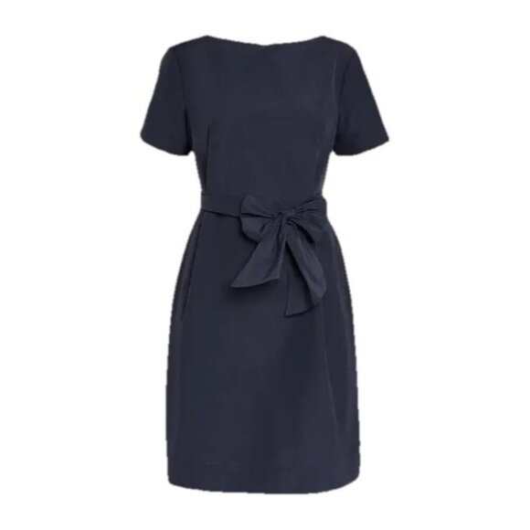 Weekend Max Mara Women XL Navy Blue Nicola Taffeta Belt Mini Dress Short Sleeve - Picture 3 of 10